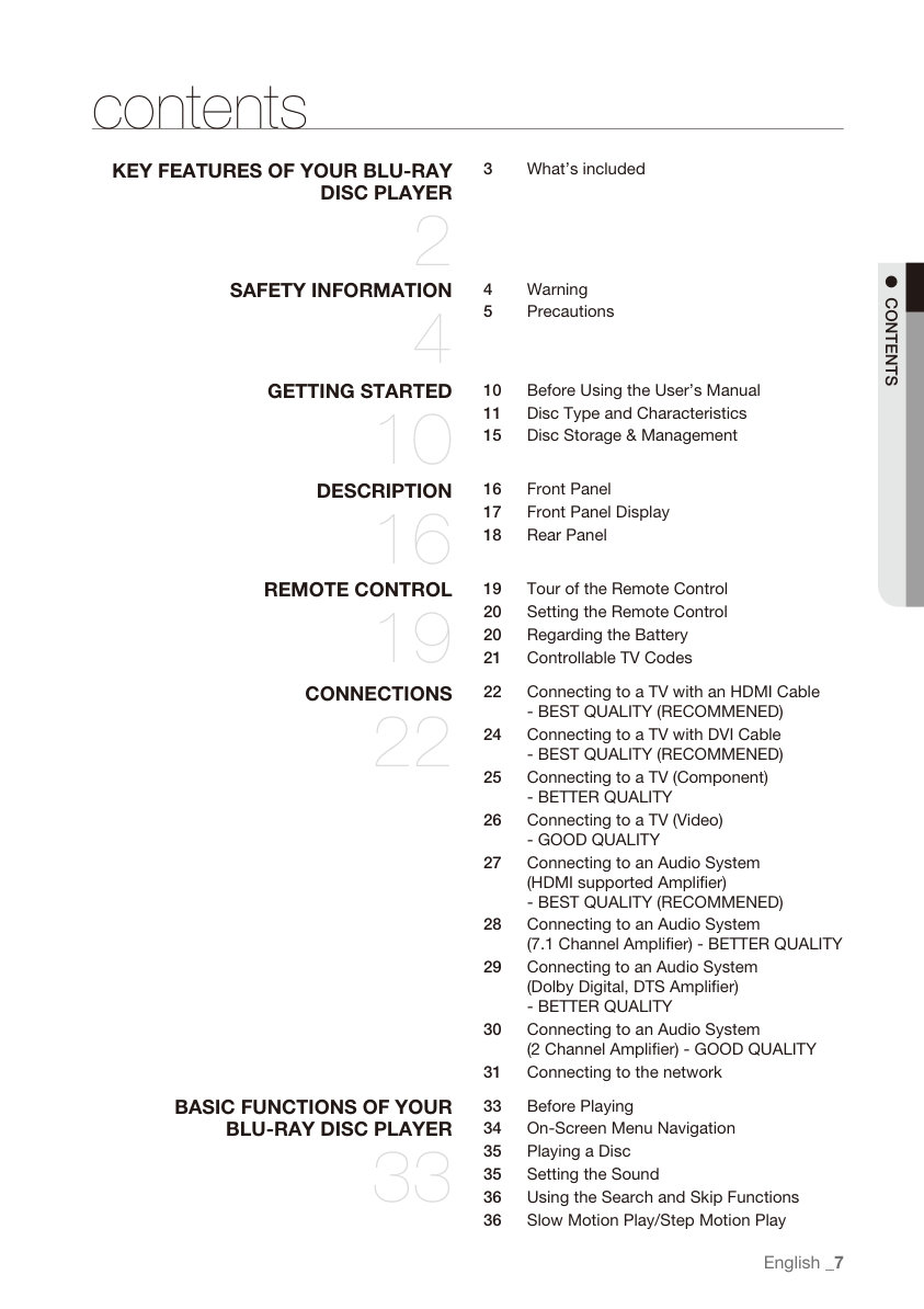 Samsung BD-P3600 Blu-ray Player Owner Manual EN (Instant Download) - Image 5