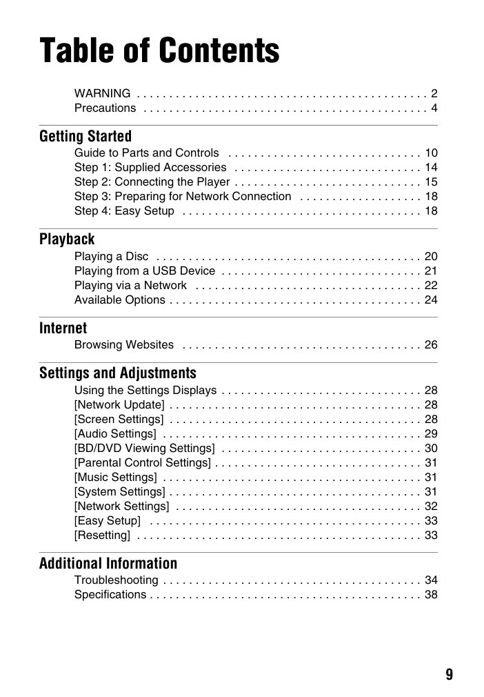 Sony BDP-BX59 Blu-ray Player Owner Manual EN (Instant Download) - Image 3